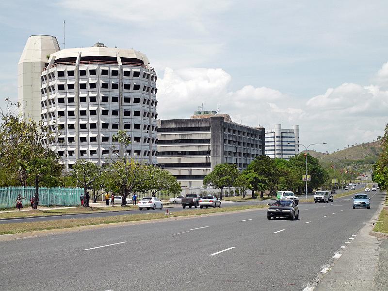 POM-71-Seib-2011.jpg - Pineapple and government buildings on Sir John Guise Drive 2011 (Photo by Roland Seib)