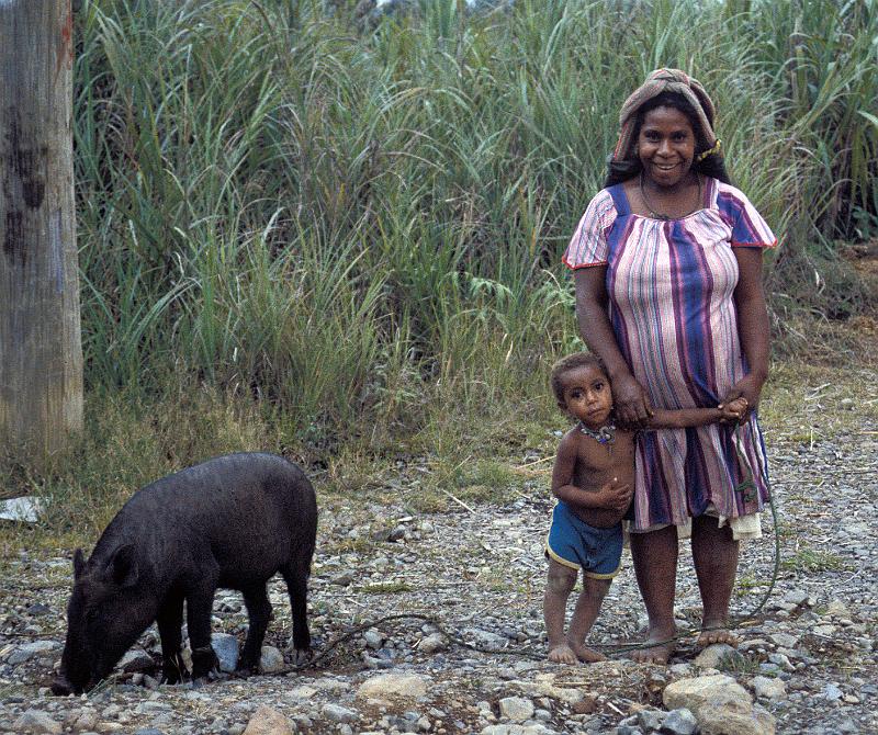 PNG3-75-Seib-1987.jpg - Small family in Western Highlands 1987 (Photo by Roland Seib)