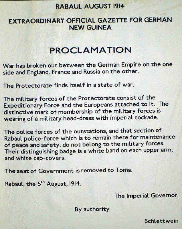 PNG7-75.jpg - Proclamation 1914 (source: New Guinea Club & Rabaul Museum, Rabaul)(Photo by Roland Seib)